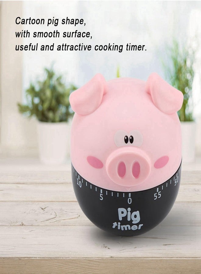 HAOHIZE Cute Cartoon Pig Kitchen Timer Mechanical Timers Counters for Cooking Timing Tool Portable Alarm Clock Kitchen Cooking Tool Cooking Mechanical Home Decor Counter (Pink) - Image 2